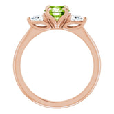 14K Rose Natural Peridot & 1/4 CTW Natural Diamond Ring
